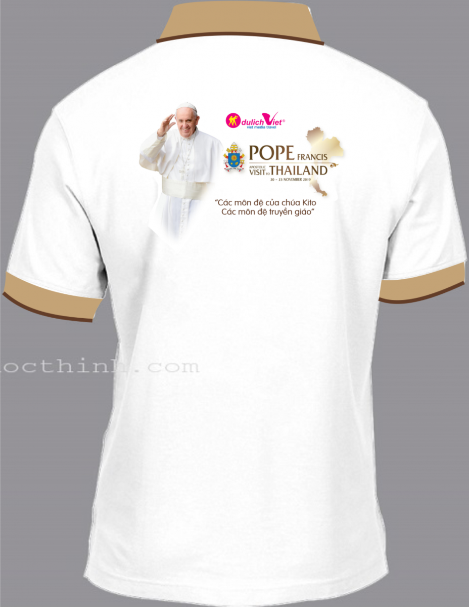 Áo thun đồng phục công ty du lịch việt đặt in hình đức giáo hoàng Francis