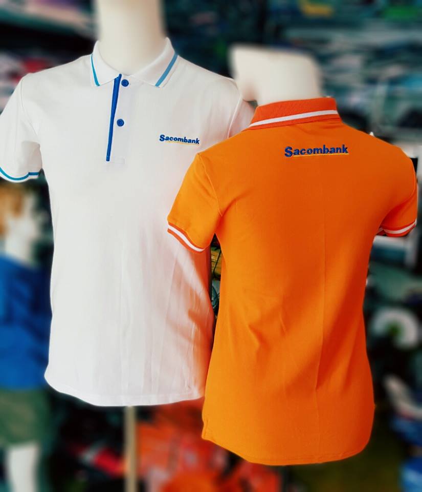 Áo thun đồng phục ngân hàng Sacombank nổi bật với 2 mẫu trắng - cam 
