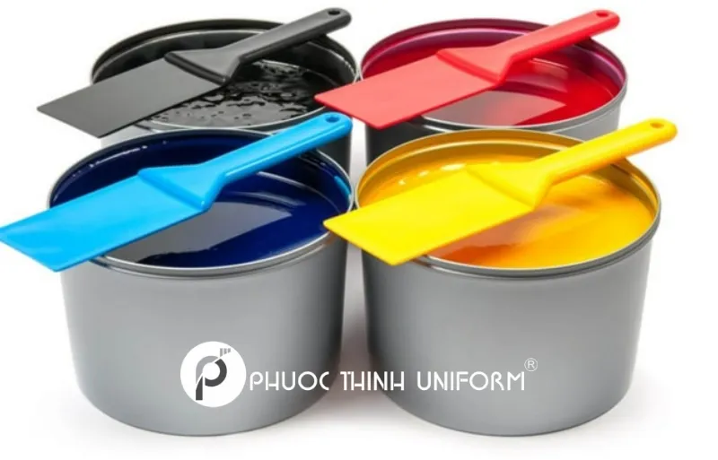 Người thợ sẽ tiến hành pha mực in theo màu sắc yêu cầu của khách hàng