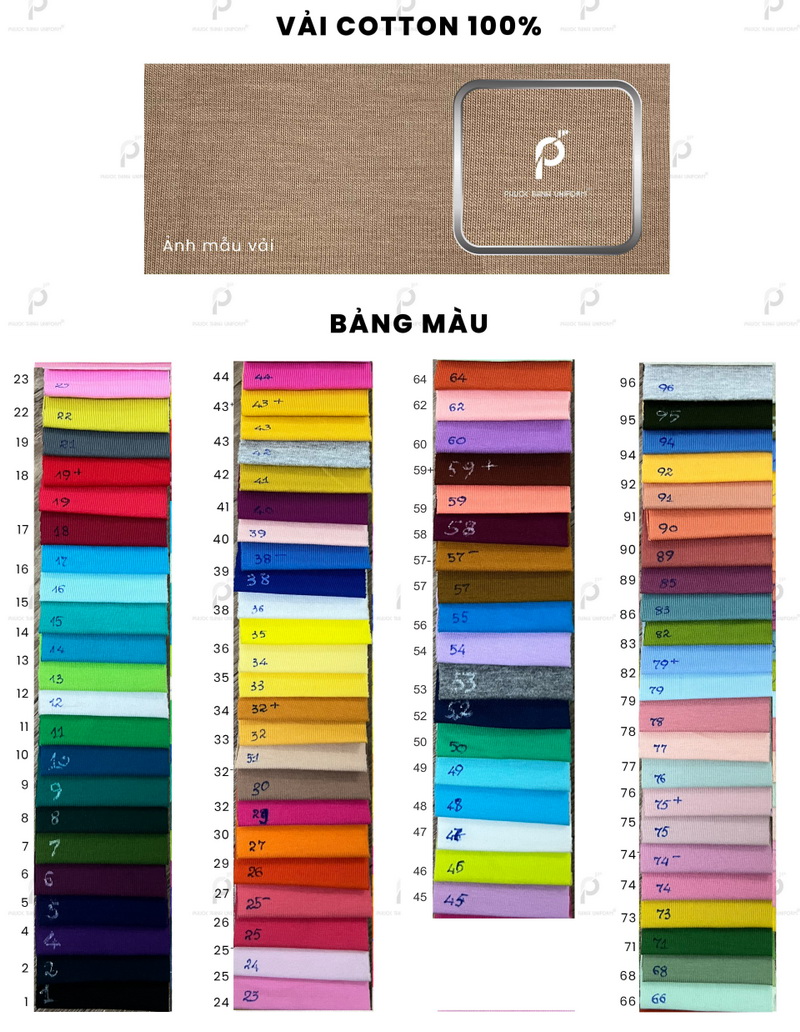 Bảng màu thun cotton 100%