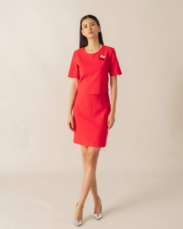 Váy đồng phục công sở loại vải Ruby
