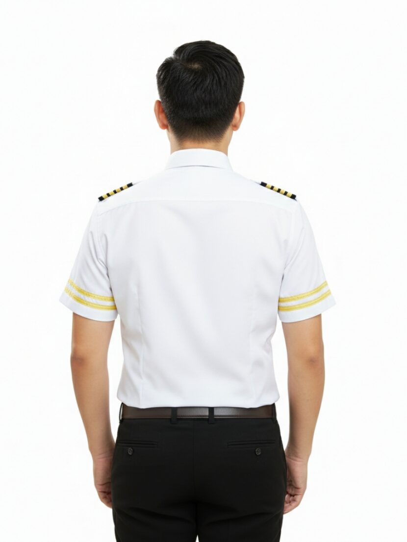 Đồng phục bảo vệ màu trắng phối sọc vàng - 21