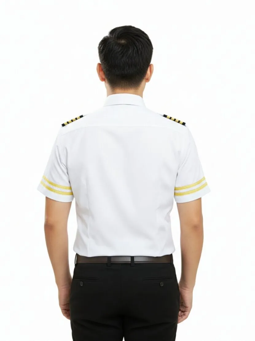 Đồng phục bảo vệ màu trắng phối sọc vàng - 21