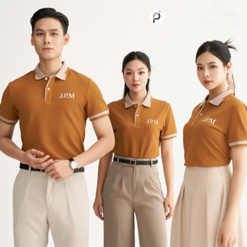 Logo thương hiệu nổi bật trên đồng phục polo