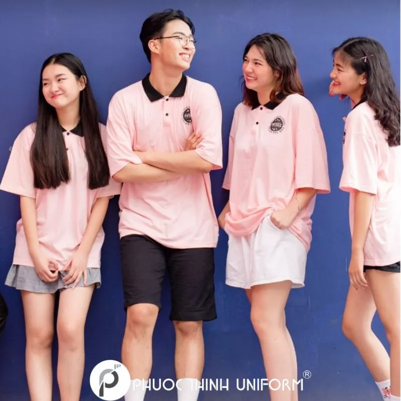 Mẫu đồng phục nhóm bạn thân màu hồng nhí nhảnh