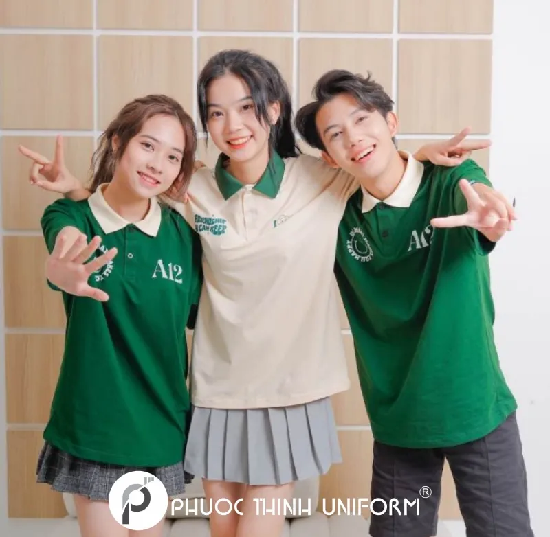 Mẫu áo polo nhóm màu xanh năng động