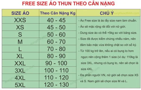 Áo team building - 10 Bảng size áo thun theo phong cách free size cho cả nam và nữ dựa trên cân nặng