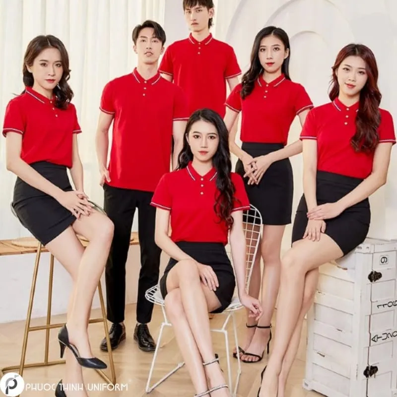 Mẫu áo thun đồng phục văn phòng với kiểu dáng đơn giản, thanh lịch