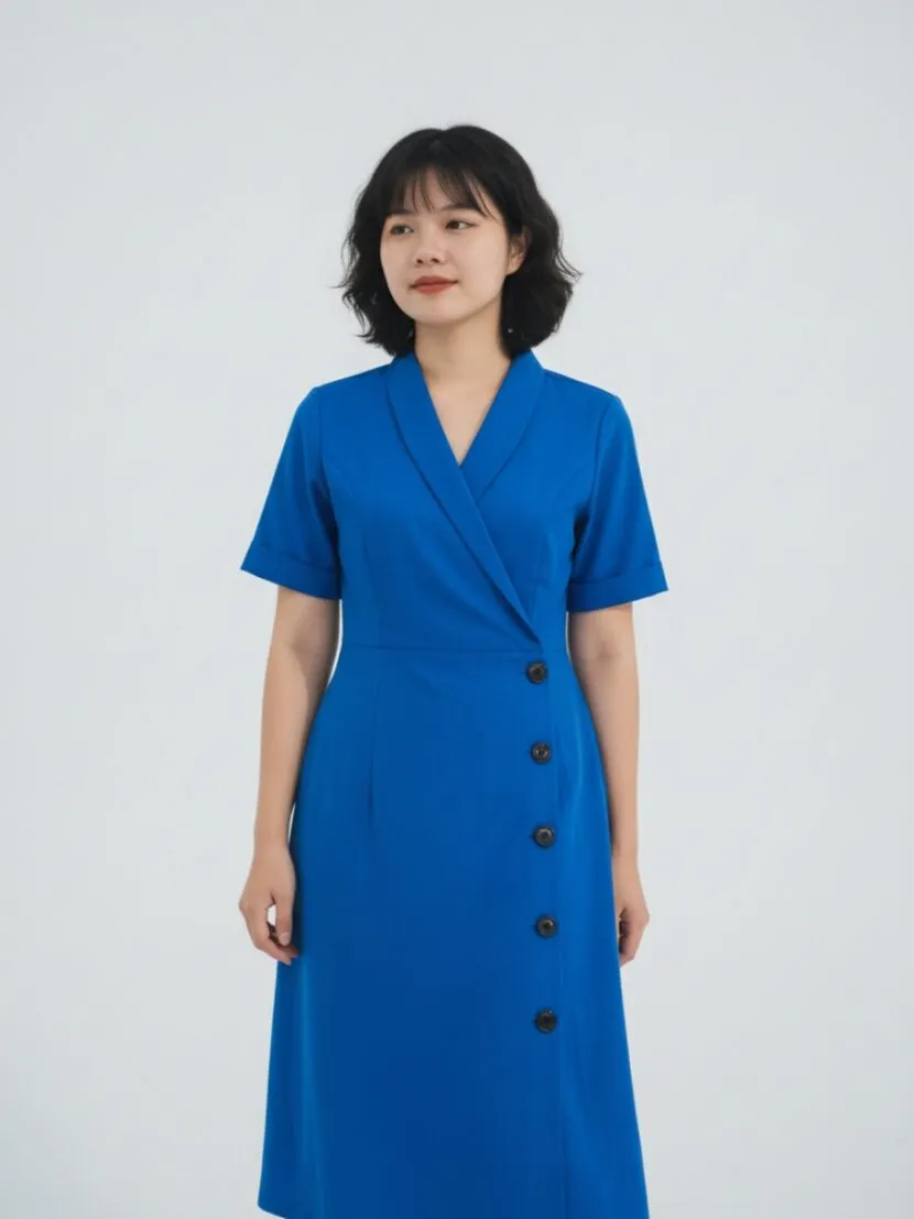 Váy đồng phục spa màu xanh biển - 16