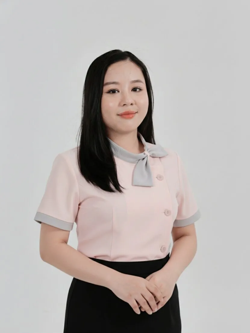 Đồng phục spa dưỡng sinh màu hồng phối xám - 05