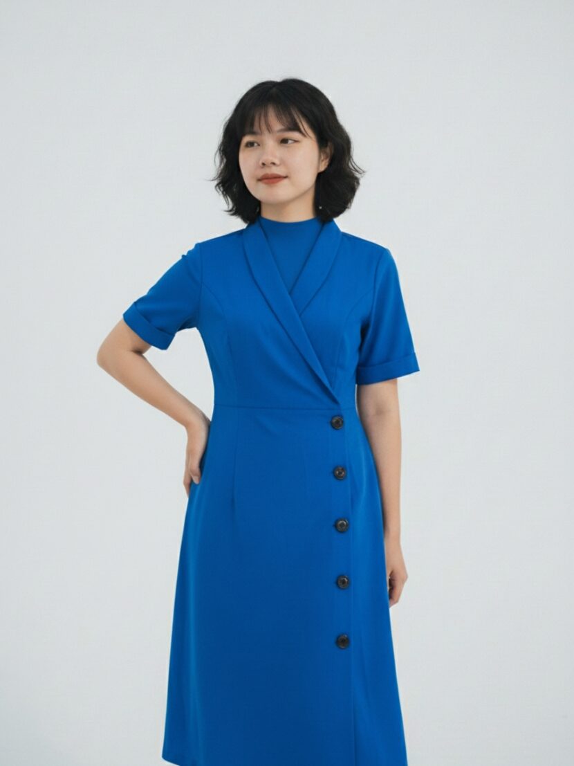 Váy đồng phục spa màu xanh biển - 16