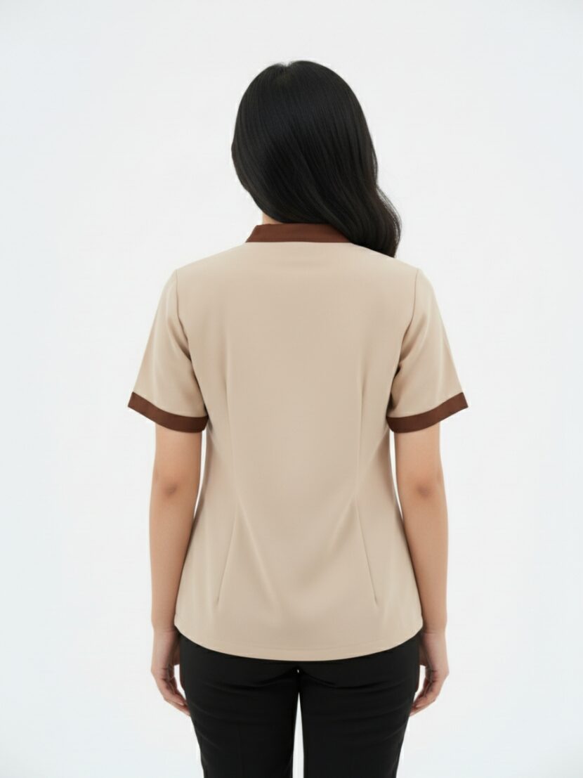 Đồng phục áo spa 2 tone màu nâu - 06 batch virtual try on pose 3 3 1