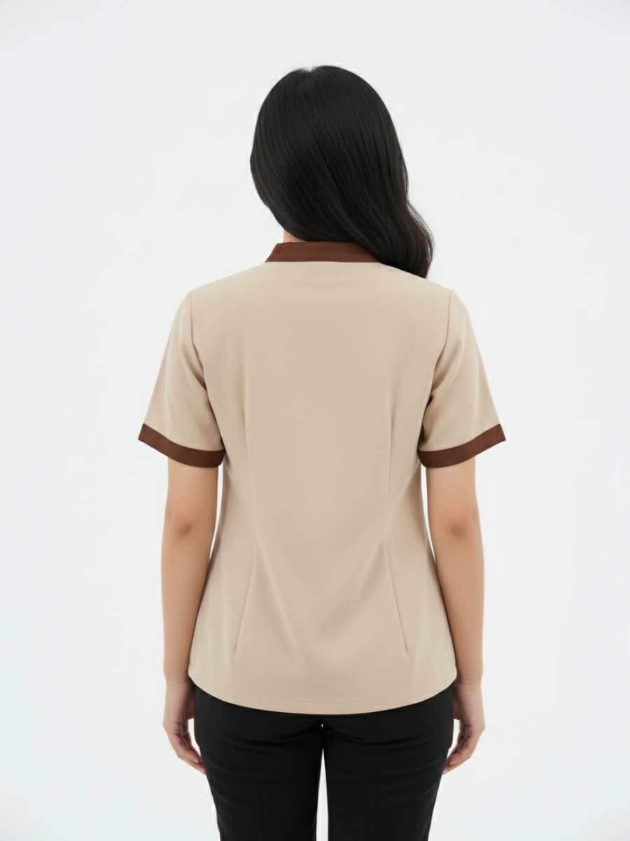 Đồng phục áo spa 2 tone màu nâu - 06 batch virtual try on pose 3 3 1