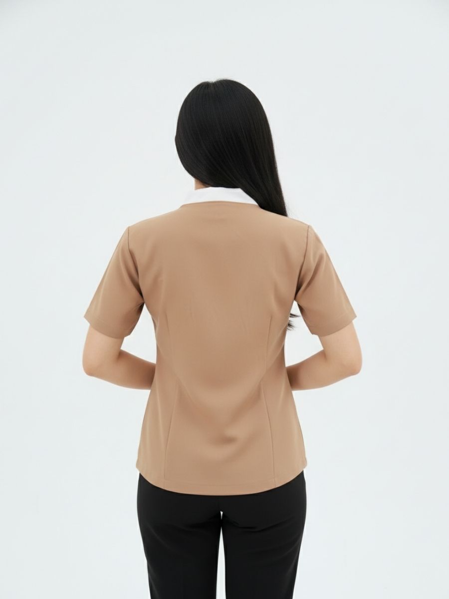 Đồng phục spa dưỡng sinh cho nữ màu nâu cổ trắng- 09 batch virtual try on pose 3 6