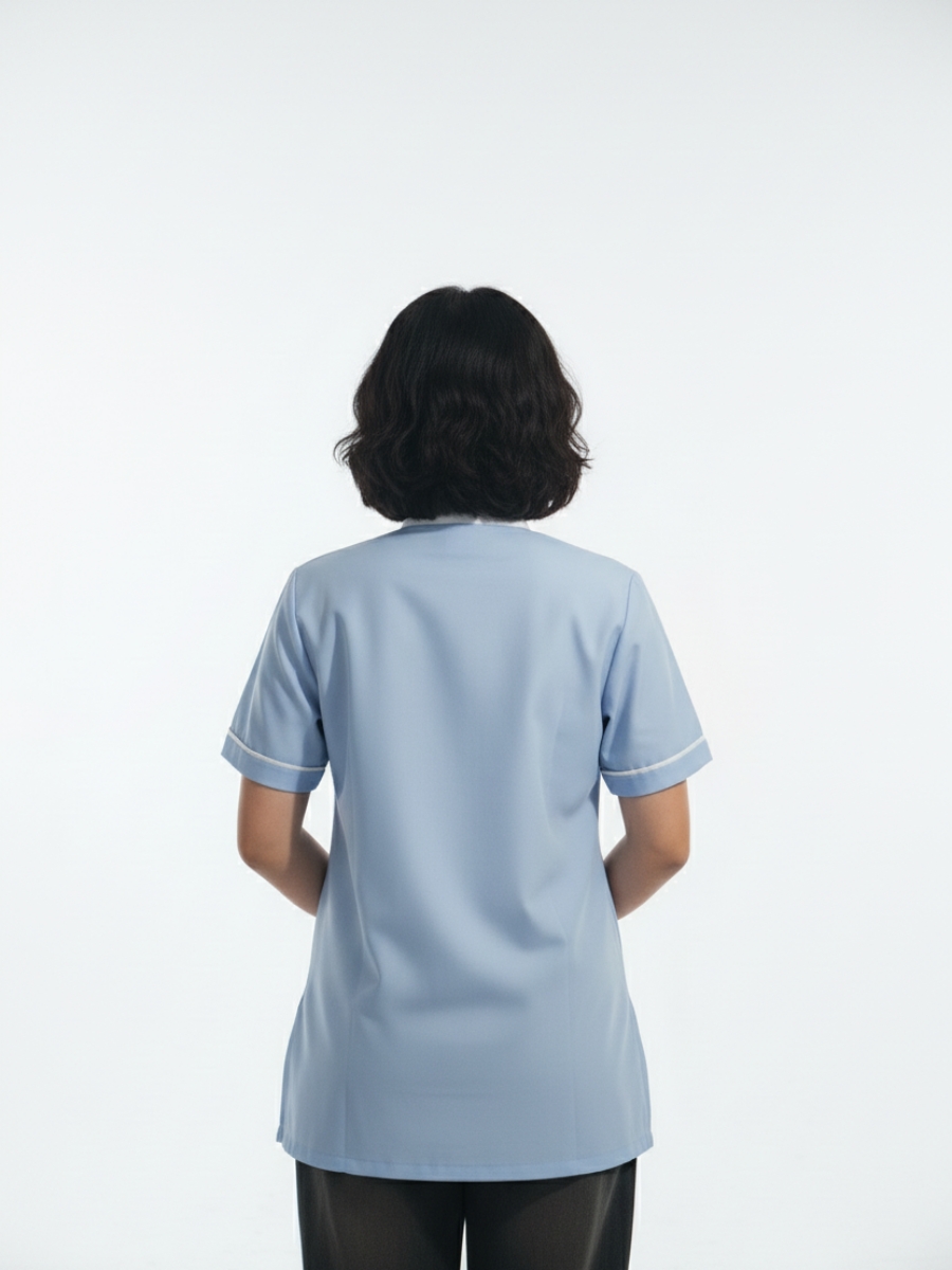 Đồng phục spa màu xanh nhạt cổ tàu - 07 Đồng phục spa màu xanh nhạt cổ tàu - 07