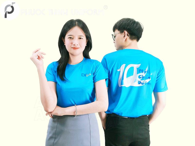 Đồng phục công ty áo thun cổ tròn in logo thương hiệu