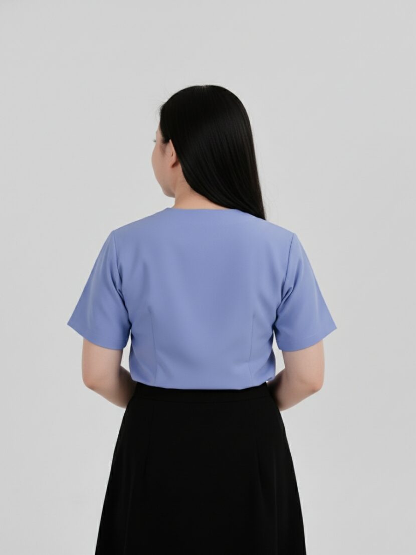 Đồng phục áo spa màu xanh dương nhạt - 13