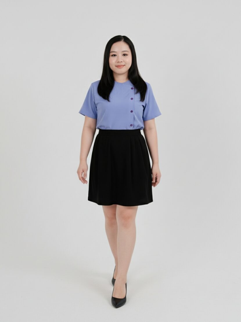 Đồng phục áo spa màu xanh dương nhạt - 13