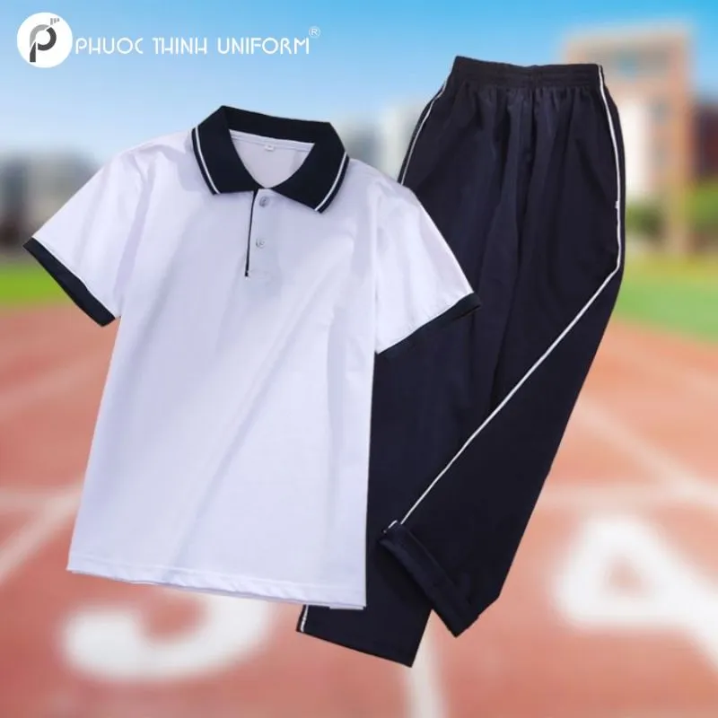 Áo thun thể dục trường tiểu học Phù Đổng Quận 6 Chất liệu cotton từ đồng phục thể dục giúp thấm hút mồ hôi tốt