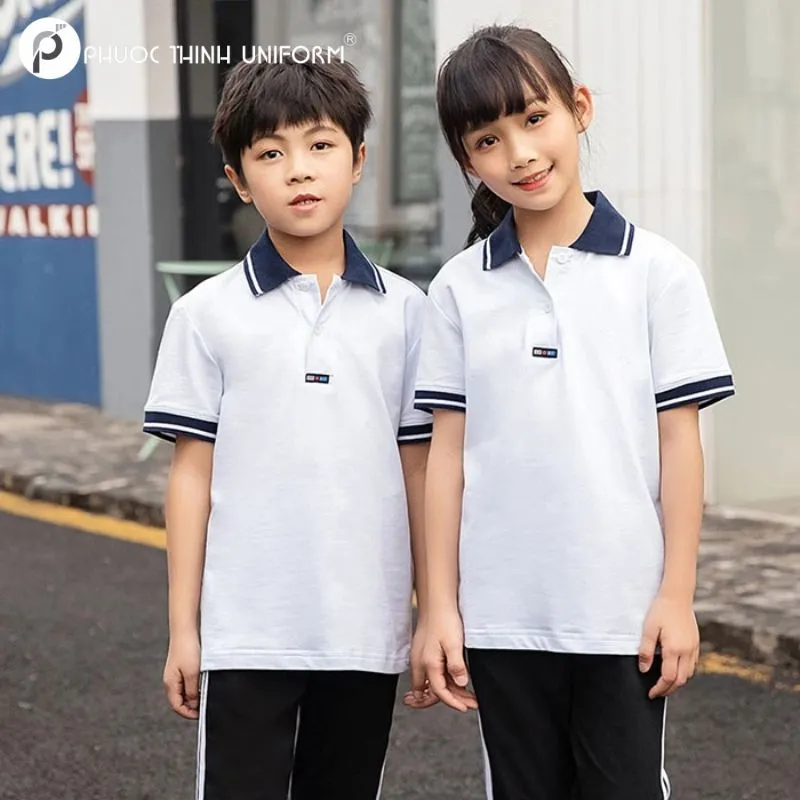 Áo thun thể dục trường tiểu học Phù Đổng Quận 6 Đồng phục thể dục cho cấp tiểu học mang phong cách khỏe khoắn