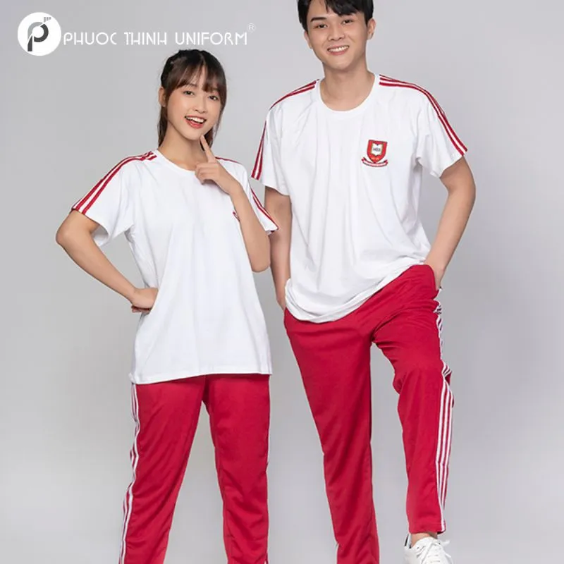 Áo thun thể dục trường tiểu học Phù Đổng Quận 6 Đồng phục đỏ trắng tạo nên nét đặc trưng cho trường học