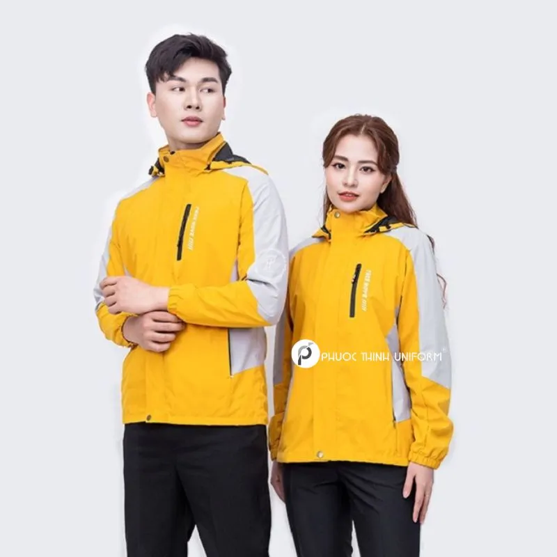 Áo khoác gió đồng phục phối màu xám đen - 02 Áo khoác gió đồng phục 2 lớp