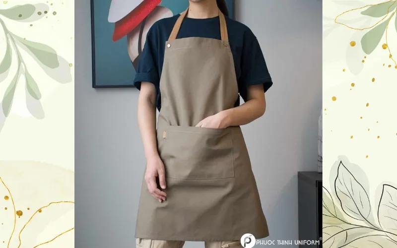 Tạp dề dành cho phục vụ màu nâu có túi