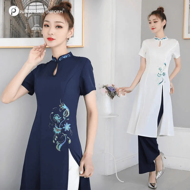 đồng phục spa màu xanh