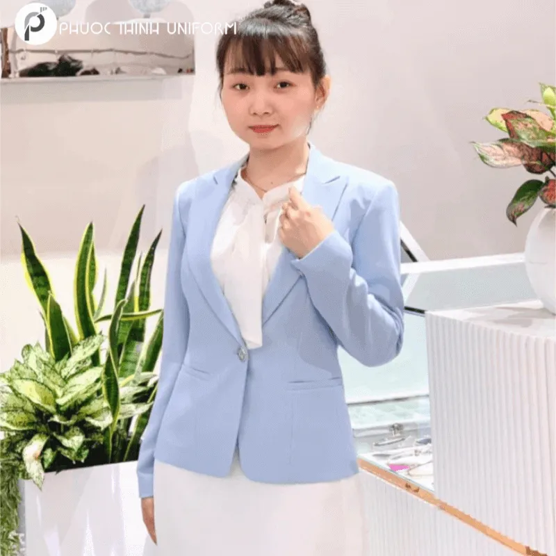 đồng phục spa màu xanh