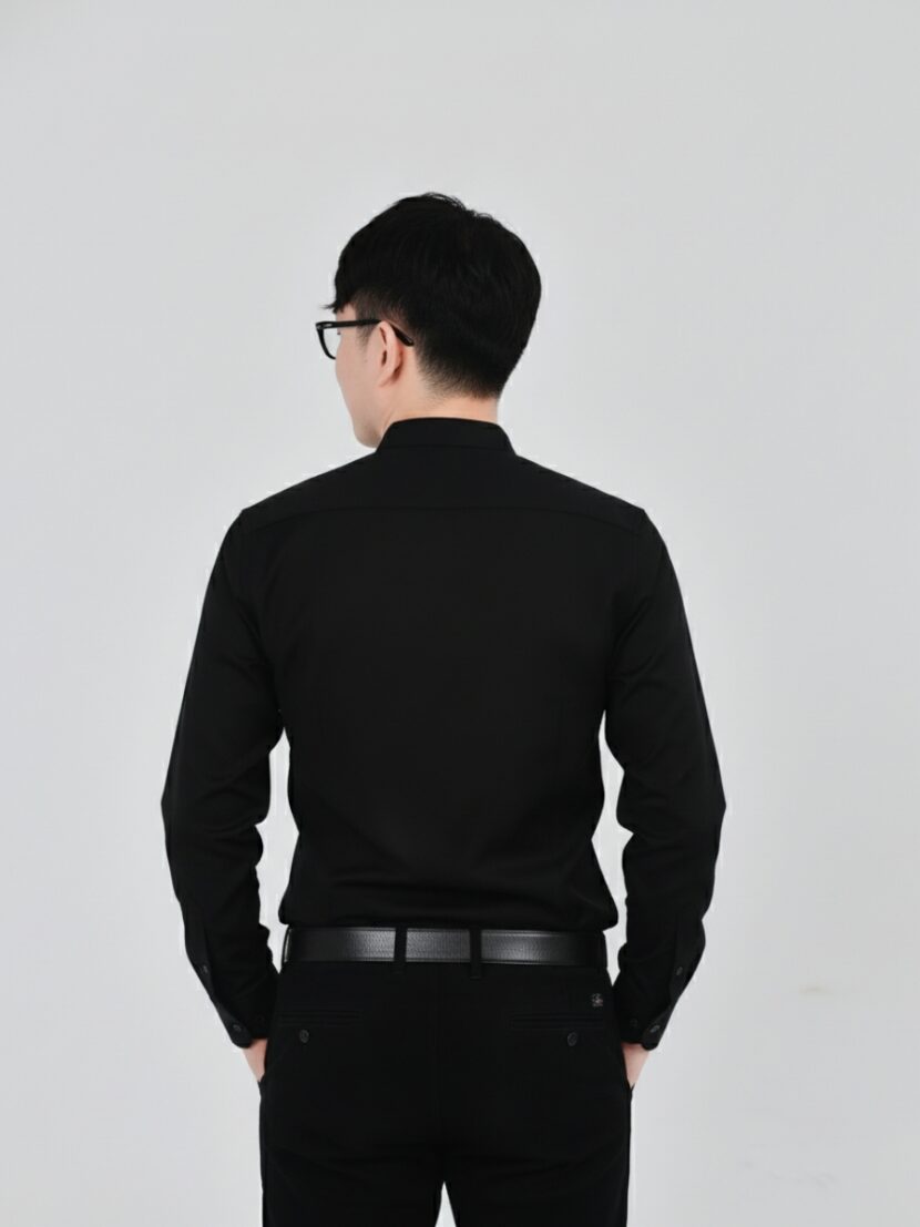 Áo sơ mi đồng phục văn phòng màu đen - sm1