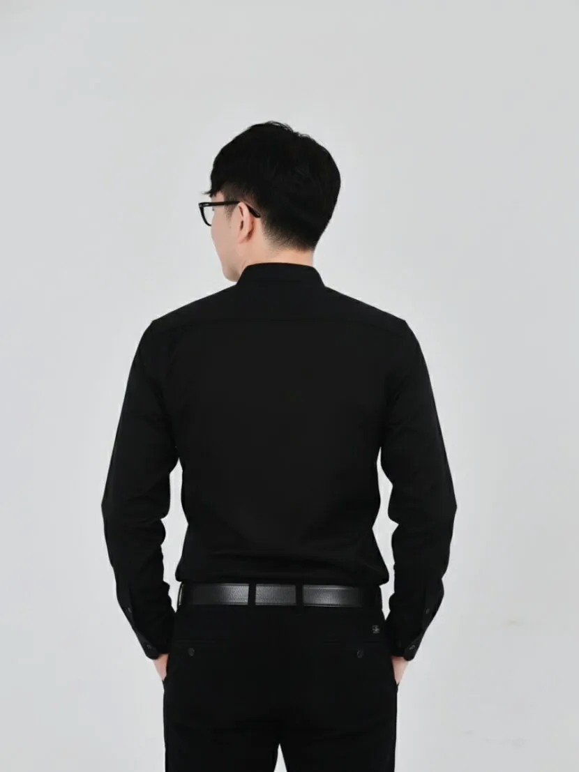 Áo sơ mi đồng phục văn phòng màu đen - sm1