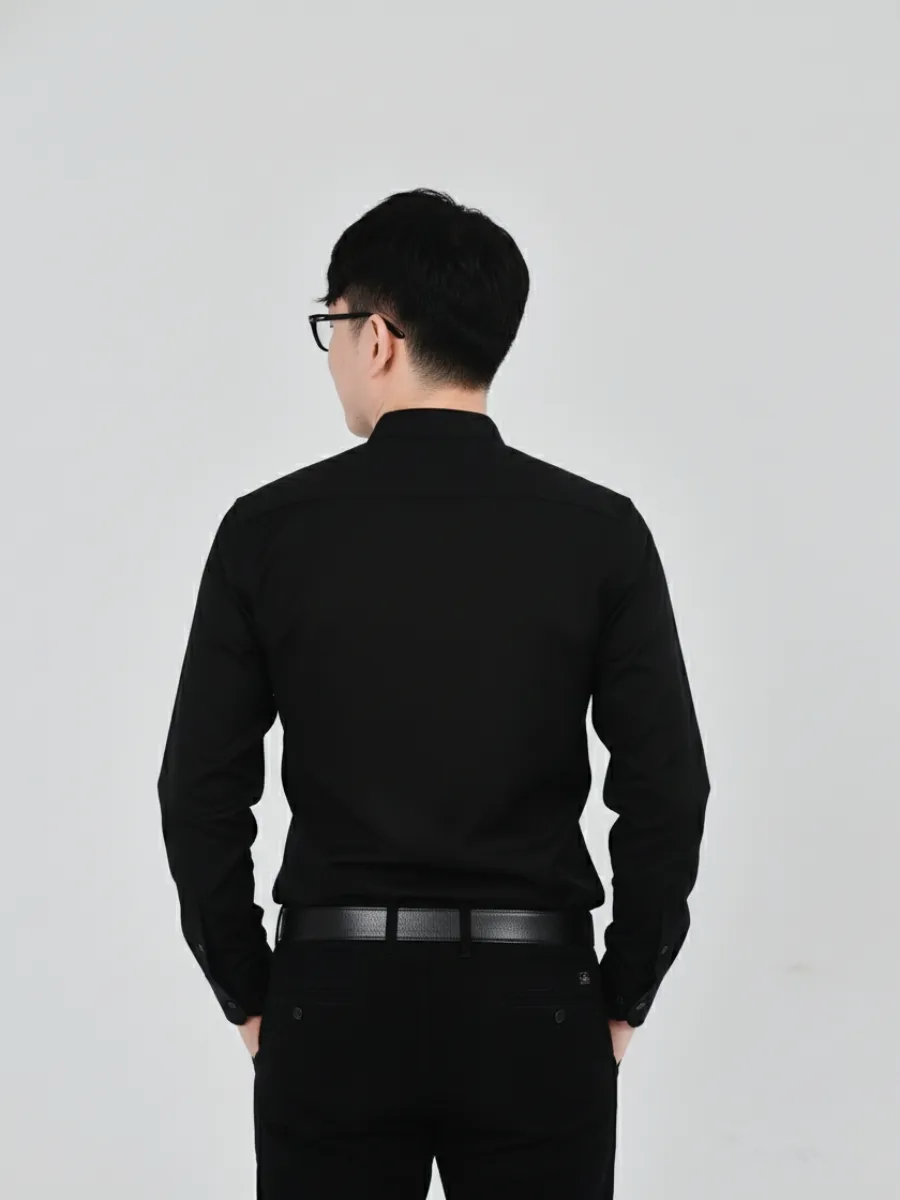 Áo sơ mi đồng phục văn phòng màu đen - sm1