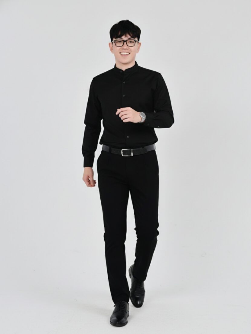 Áo sơ mi đồng phục văn phòng màu đen - sm1