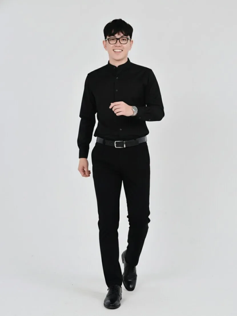 Áo sơ mi đồng phục văn phòng màu đen - sm1