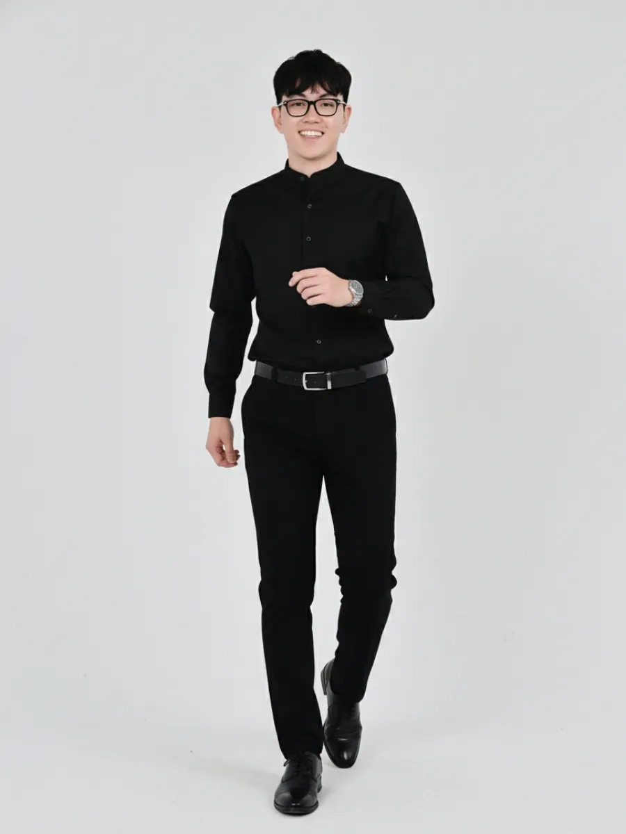 Áo sơ mi đồng phục văn phòng màu đen - sm1