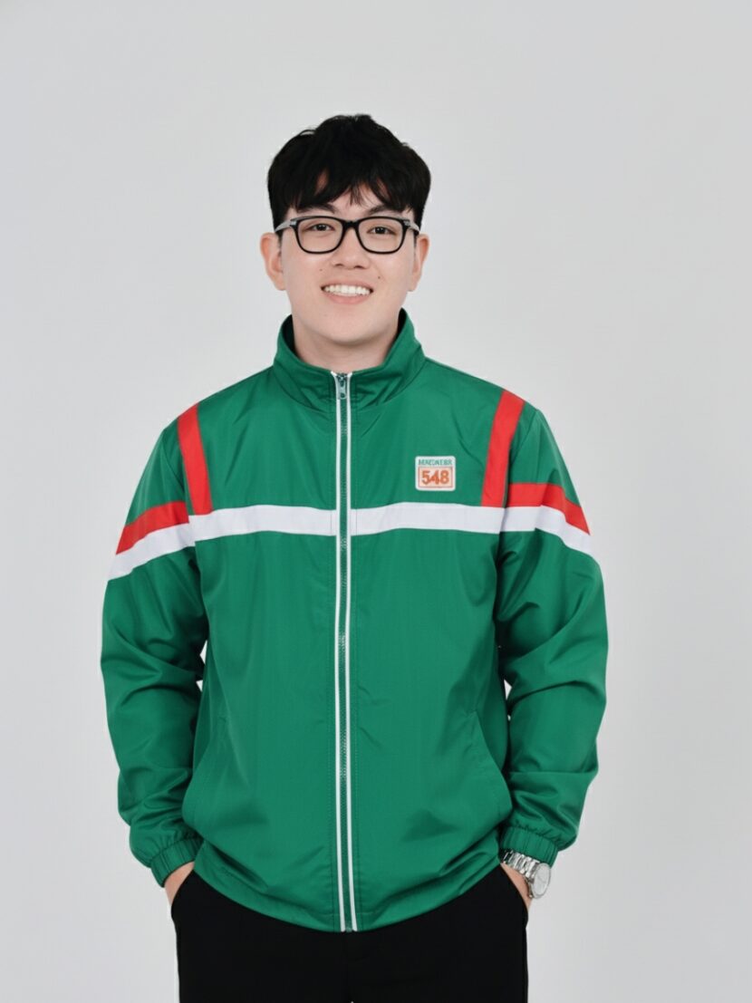 Áo khoác đồng phục công ty xanh lá phối sọc đỏ trắng - 15