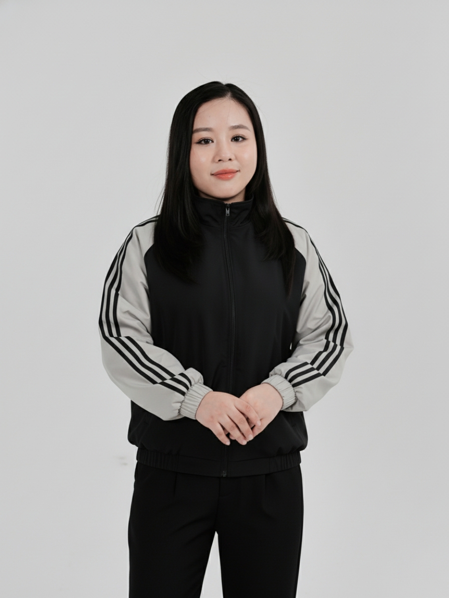 Áo khoác gió đồng phục công ty phối màu đen xám 3 sọc – 20