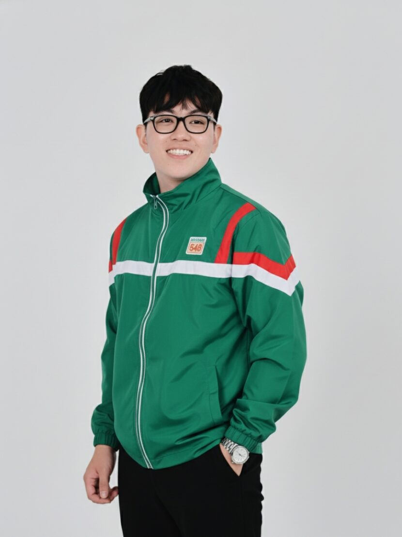 Áo khoác đồng phục công ty xanh lá phối sọc đỏ trắng - 15