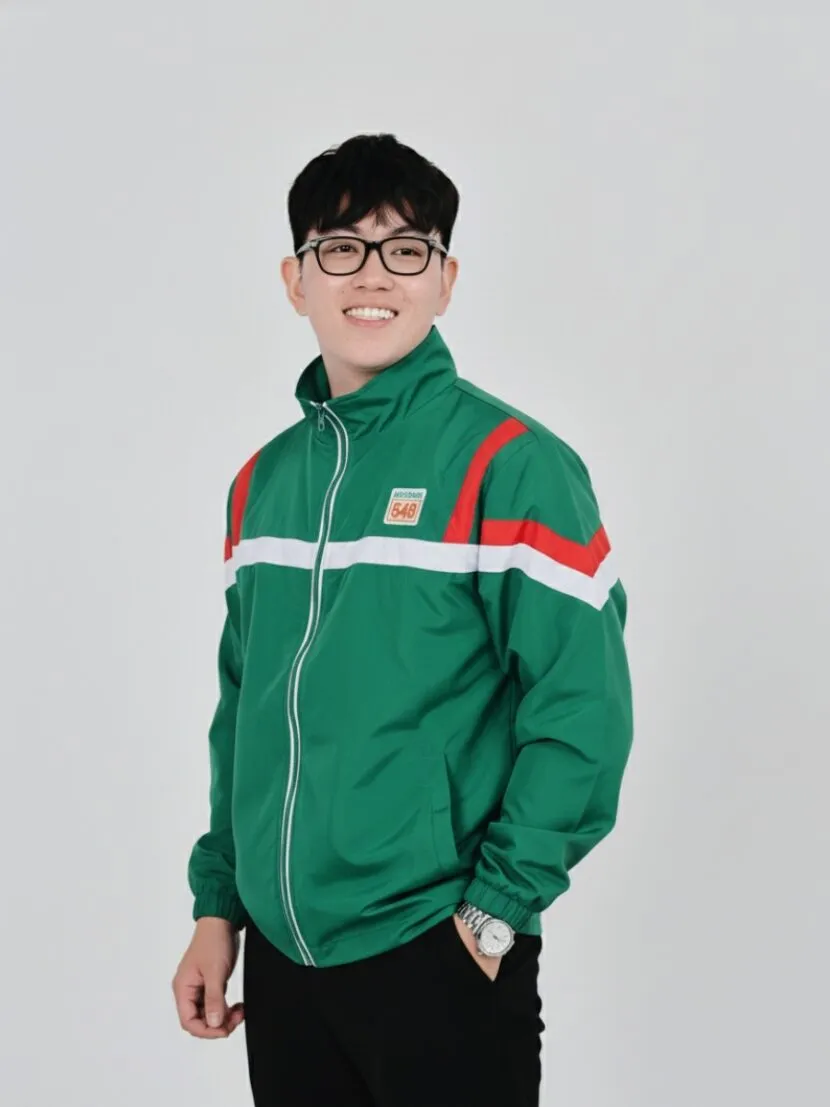 Áo khoác đồng phục công ty xanh lá phối sọc đỏ trắng - 15 Áo khoác đồng phục công ty xanh lá phối sọc đỏ trắng - 15