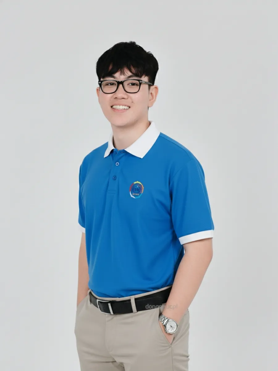 Áo polo đồng phục xanh cổ trắng Áo polo đồng phục xanh cổ trắng