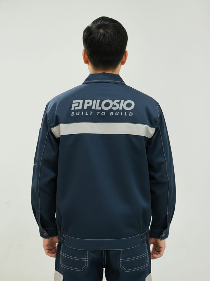 Bộ quần áo bảo hộ lao động phối màu xanh dương xám- 7 Bộ quần áo bảo hộ lao động phối màu xanh dương xám- 7