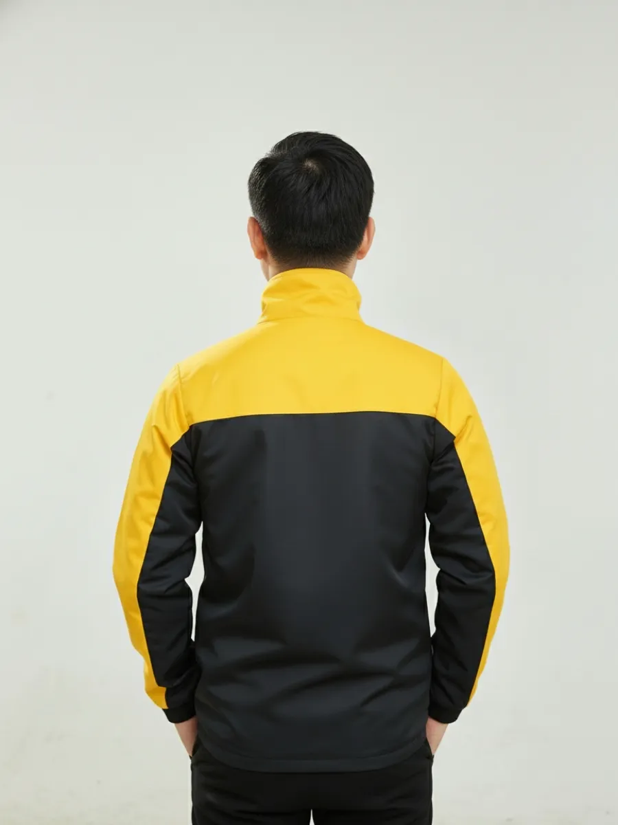 Áo khoác đồng phục công ty màu đen phối sọc vàng - 03