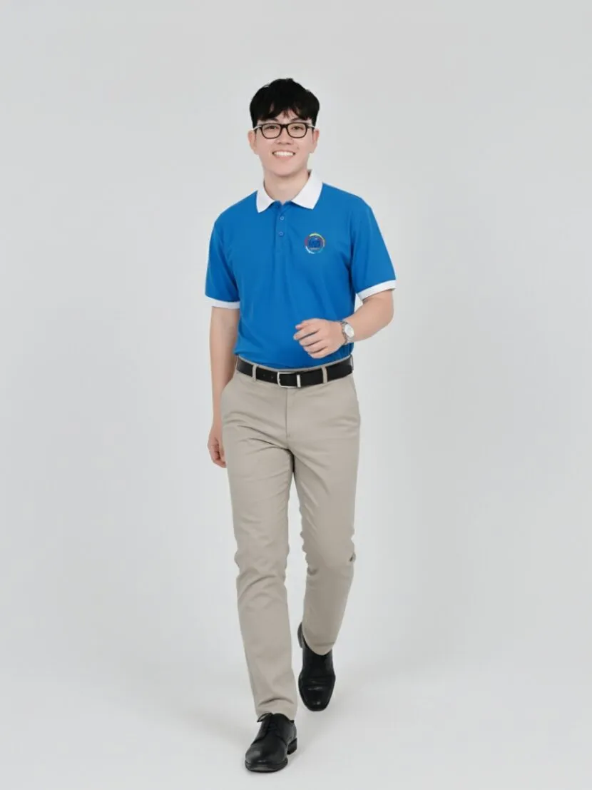 Áo polo đồng phục xanh cổ trắng Áo polo đồng phục xanh cổ trắng
