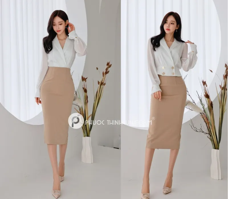 Top 15+ mẫu chân váy công sở dài qua gối đẹp, thanh lịch cho nữ văn phòng Chân váy công sở dài qua gối là trang phục công sở thông dụng