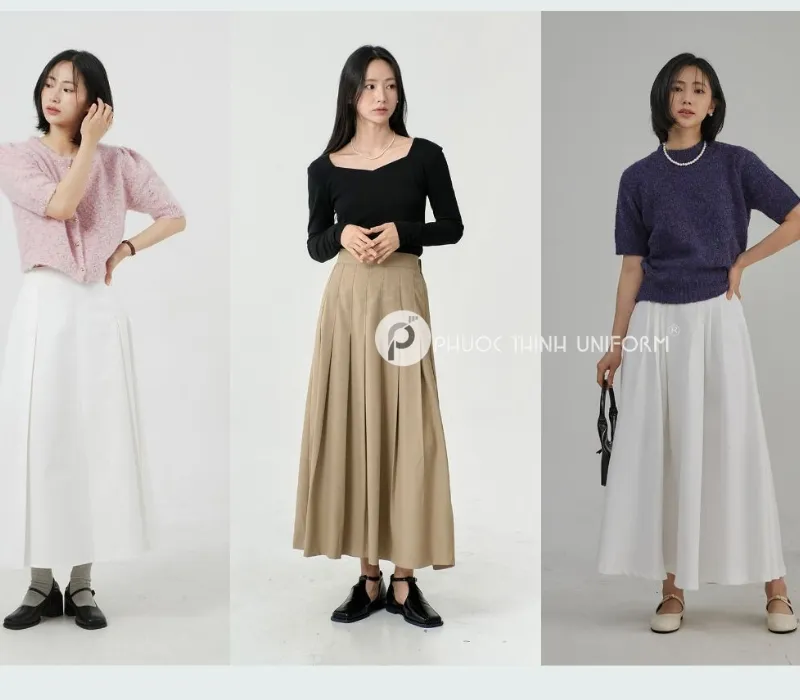 Top 15+ mẫu chân váy công sở dài qua gối đẹp, thanh lịch cho nữ văn phòng Phối chân váy dài qua gối với sơ mi