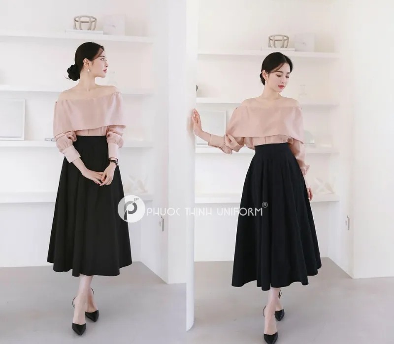 Top 15+ mẫu chân váy công sở dài qua gối đẹp, thanh lịch cho nữ văn phòng Mẫu chân váy dài dáng xòe nữ tính