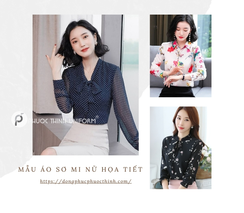 Mẫu áo sơ mi nữ họa tiết may theo yêu cầu