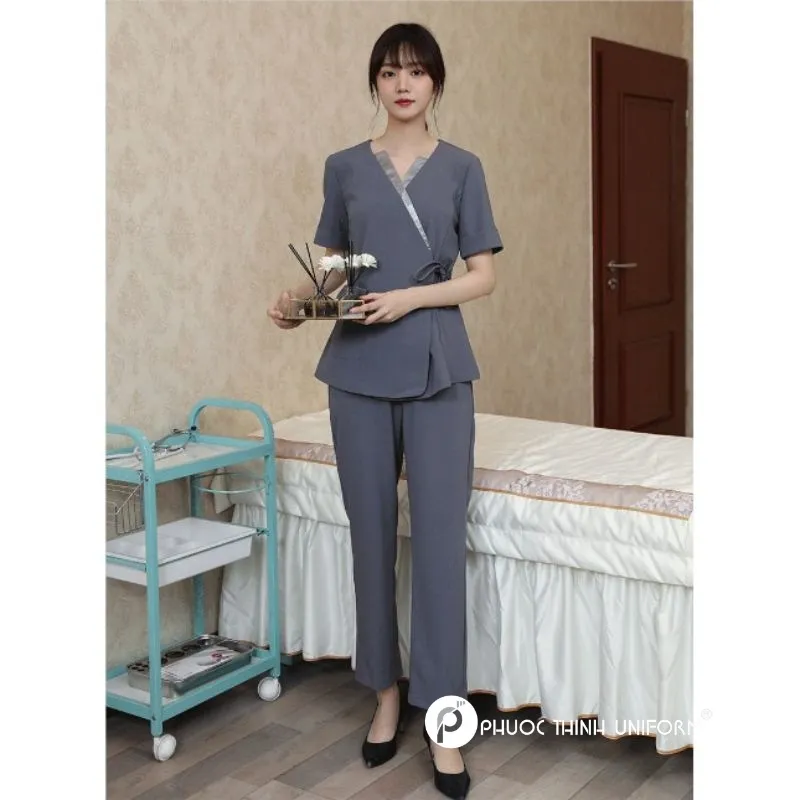 Tổng hợp các mẫu đồng phục spa màu xám đẹp, nổi bật đồng phục spa màu xám