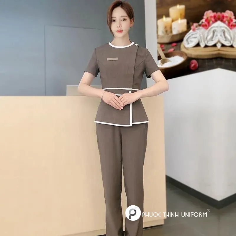 Tổng hợp các mẫu đồng phục spa màu xám đẹp, nổi bật đồng phục spa màu xám