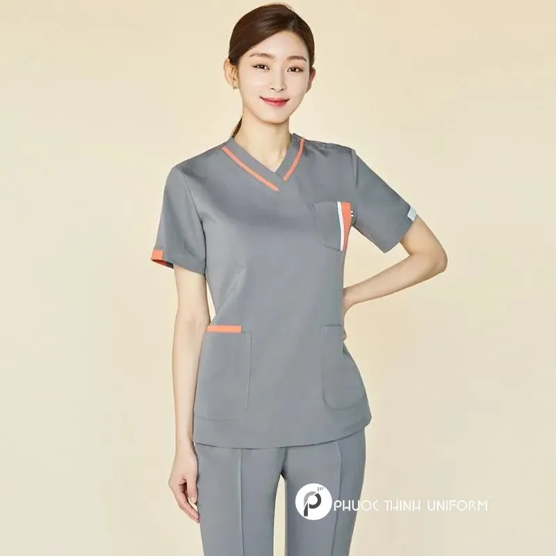 Tổng hợp các mẫu đồng phục spa màu xám đẹp, nổi bật đồng phục spa màu xám